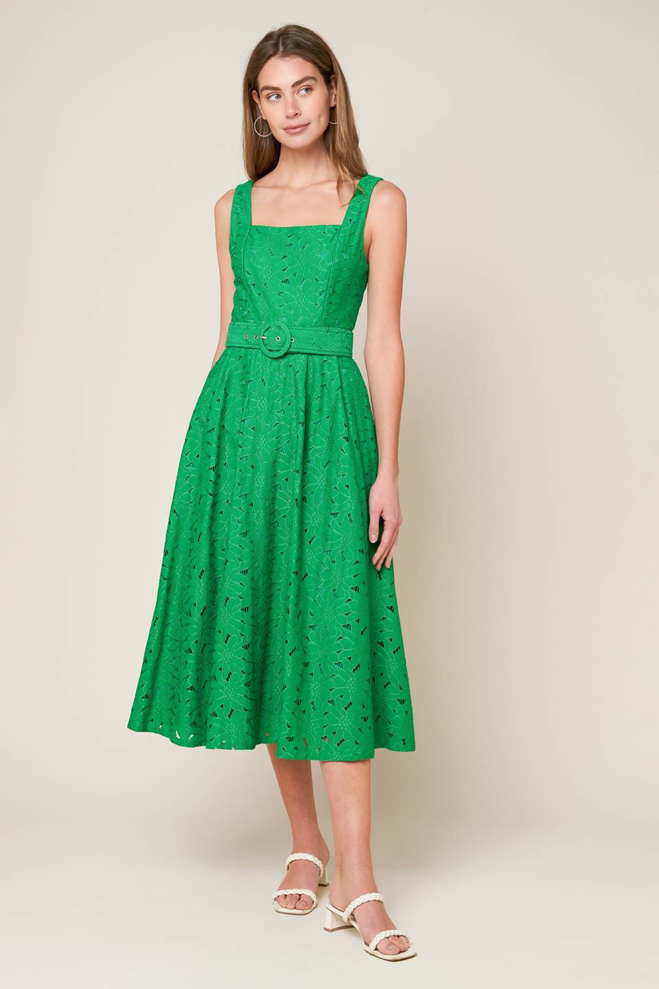 DAFFODILS & DAYDREAMS WOVEN LACE MIDI DRESS Flying Tomato